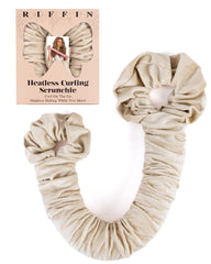 RIFFIN front view of velvet scrunchie shows compact no-heat curling benefit