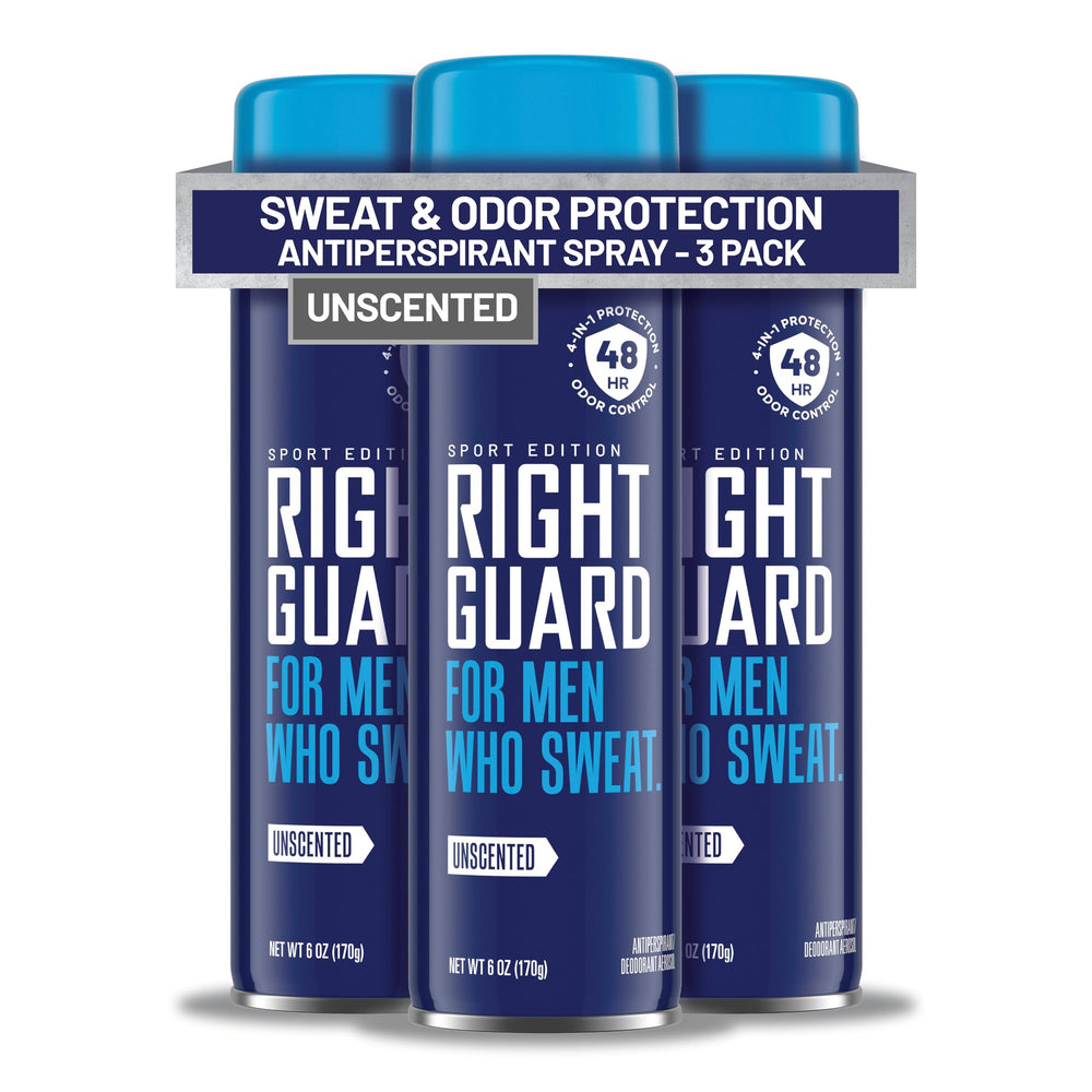 Right Guard front can showing label and unscented protection benefit