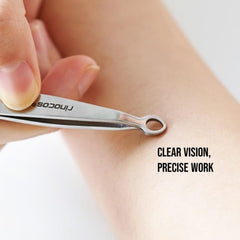 rinocos tweezers shaping eyebrow in-use demonstrating control and clear visibility benefit