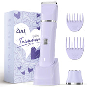 Risina front view bikini trimmer showing ergonomic handle and on/off button for comfort