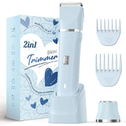 Risina front view of the blue 2-in-1 trimmer showing ergonomic handle and controls