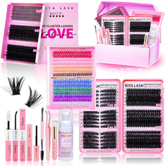 RITALASH front packaging showing full cluster lash kit and contents for convenience