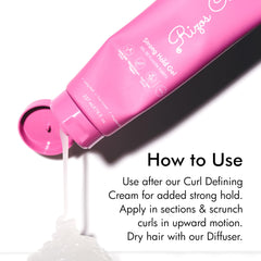 Rizos Curls being applied to wet curls for defined, frizz-free results