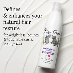 Rizos Curls cream texture close-up highlighting smooth, non-greasy formula for soft curls