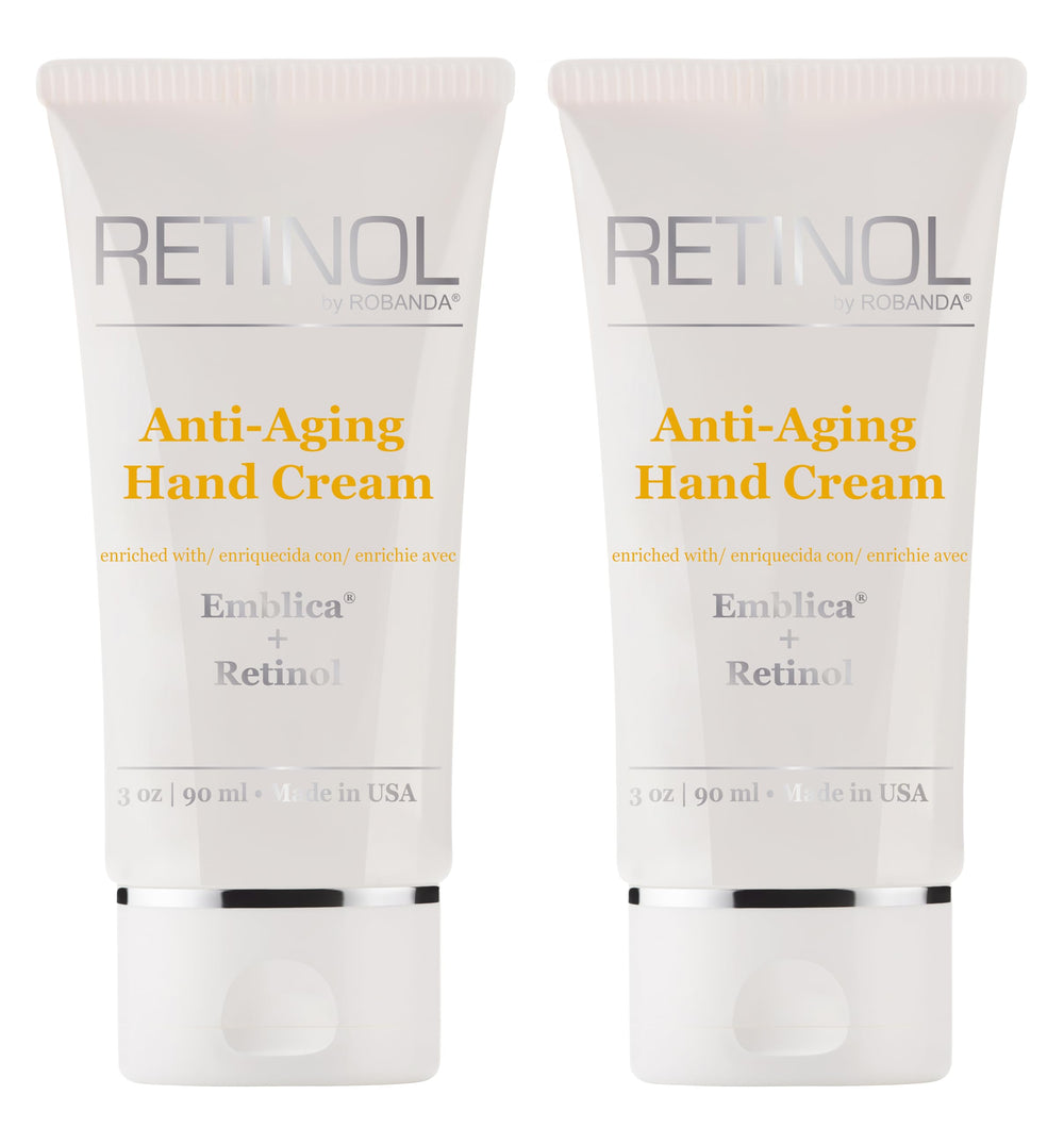 Robanda retinol hand cream front packaging showing tube and branding for quick identification and trust