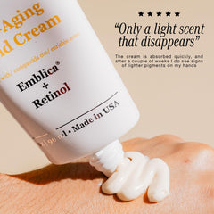 Robanda retinol hand cream applied to hand demonstrating quick absorption and visible softening benefits