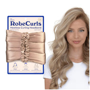 RobeCurls cream headband front view showing secure design and convenience