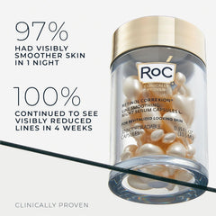 RoC opened capsule on fingertip demonstrating easy, mess-free use