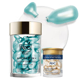 RoC front packaging of hyaluronic night serum capsules showing month supply benefit