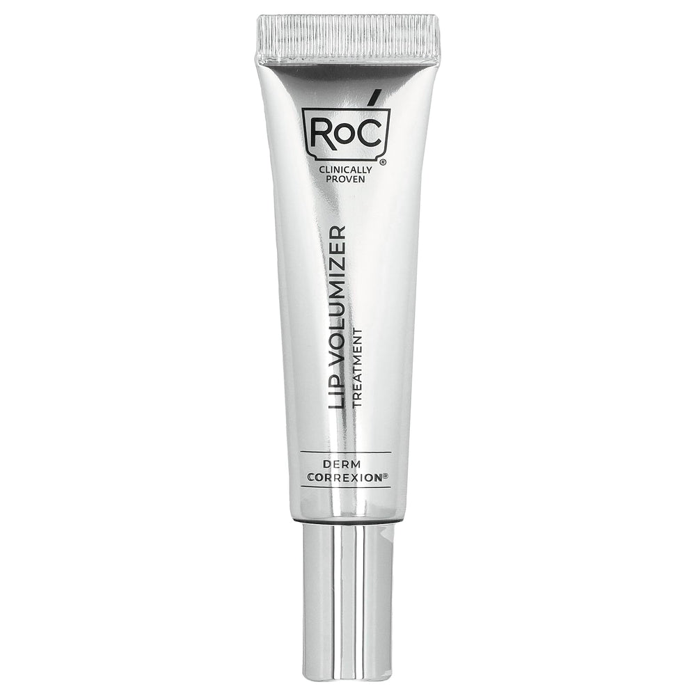 RoC lip volumizer front packaging showing product tube and brand for quick identification and trust