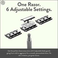 ROCKWELL RAZORS 6C textured handle and metal weight for controlled, effortless glide