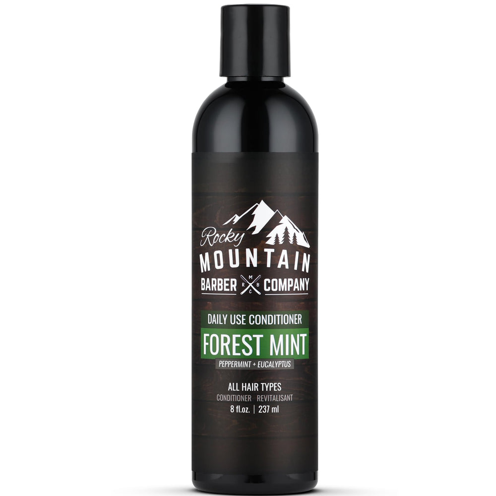 Rocky Mountain Barber Company front bottle showing label and hydration benefits