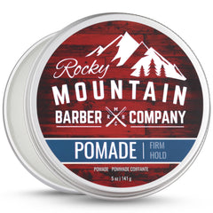 Rocky Mountain Barber Company tin front view showing clean packaging and benefit of generous size
