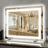 ROLOVE front view of 22x20 mirror showing full illuminated frame and accurate reflection
