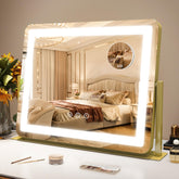 ROLOVE gold vanity mirror front view showing full-face reflection and clarity