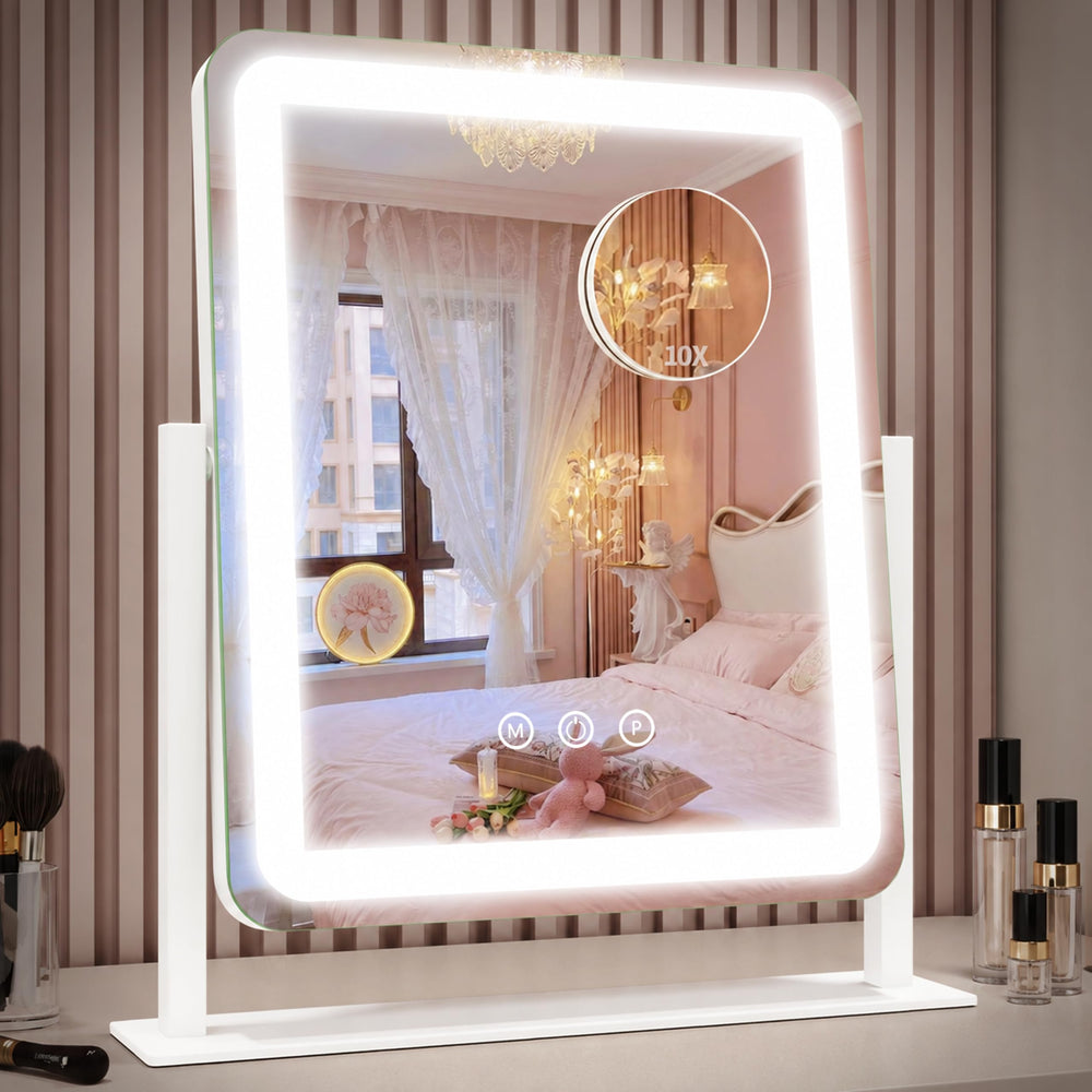 ROLOVE front view of lighted vanity mirror showing full-face view benefit