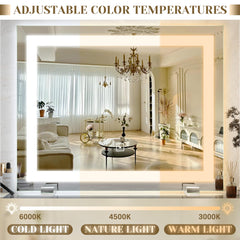 ROLOVE wall-mounted mirror in bedroom saving counter space and improving lighting