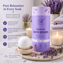Romancy bath bomb fizzing in tub releasing calming lavender aroma