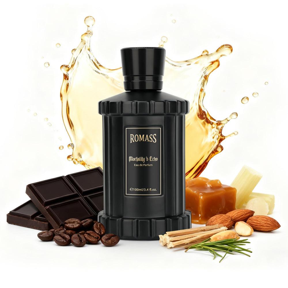ROMASS front bottle shot showing sleek black design and luxe presence