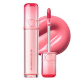 rom&nd front packaging showing compact glossy peach tint, highlights portability