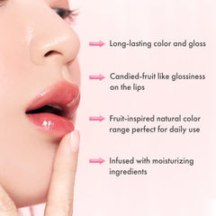 rom&nd texture swipe on skin showing hydrating, non-sticky shine