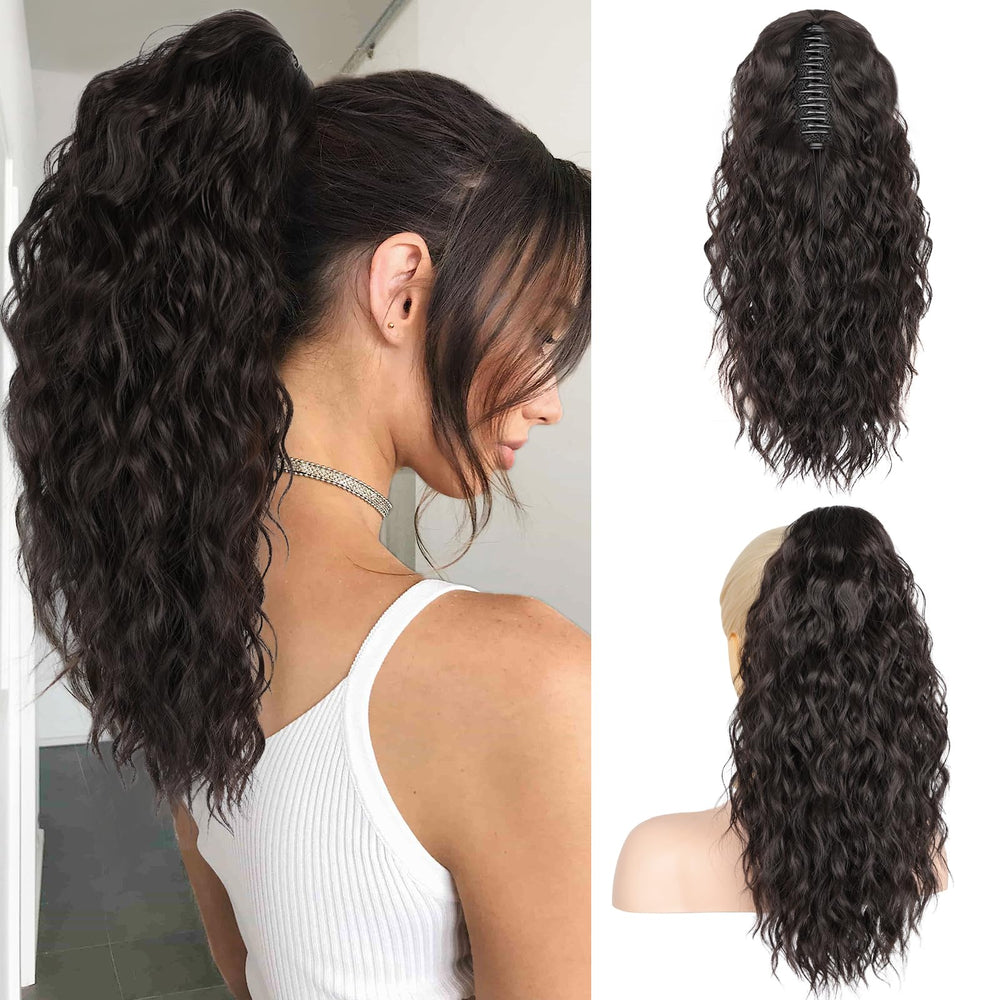 RONTAYA front view of full 18-inch ponytail showing instant volume benefit