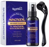 RootStim front packaging showing complete spray and roller kit, supports consistent routine