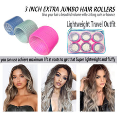 ROPİKIS rollers in use on long hair creating voluminous waves and salon lift