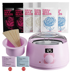 ROSEPIL front view of digital wax warmer showing complete kit and benefits