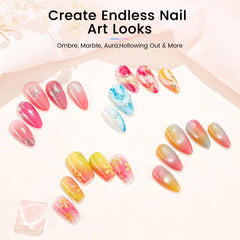 Rosiour swatches on nail tips illustrating ombre and gradient results
