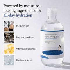 ROUND LAB ingredient label highlighting birch sap and hyaluronic acid benefits