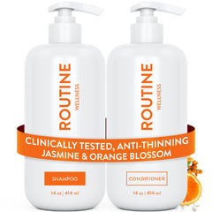 Routine Wellness front packaging showing jasmine orange blossom and volumizing benefits