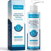 RoyceDerm bottle front packaging shows product name and clear benefit