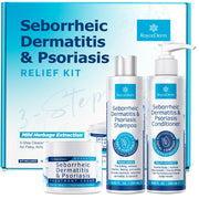 Roycederm front packaging showing full scalp therapy set and easy routine benefit