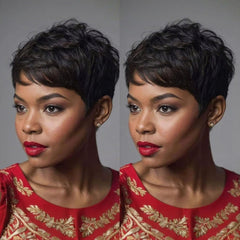 RUISENNA front view pixie wig showing natural hairline and easy styling benefit