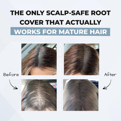 Rumi Cosmetiques powder applied to part line providing instant fuller-looking hair
