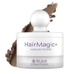 Rumi Cosmetiques compact front view showing medium brown shade and portable design