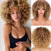 Sabosi front view afro blonde curly wig showing voluminous curls and instant style