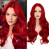 Sabosi red wig front view showing natural middle-part and realistic benefit