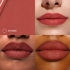 Sacheu textured film demo on lip showing peelable tint benefit