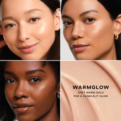 Saie Glowy Super Gel Warmglow texture close-up showing dewy hydrating finish