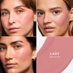 Saie liquid blush texture swirl demonstrating creamy, blendable dewy finish