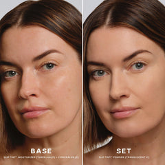 Saie close-up of baked powder texture highlighting smooth, blendable finish
