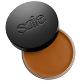 Saie Sun Melt front jar showing medium bronze shade and easy application benefit