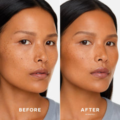 Close-up baked texture of Saie SuperSuede highlighting creamy glide benefit