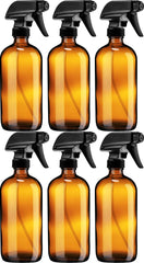 Sally's Organics front view of six amber glass bottles showing set benefits