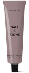 Salt & Stone front packaging showing elegant black rose and oud scent benefits