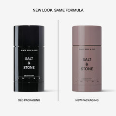 Salt & Stone label showing ingredients list and clean, aluminum-free formulation benefit