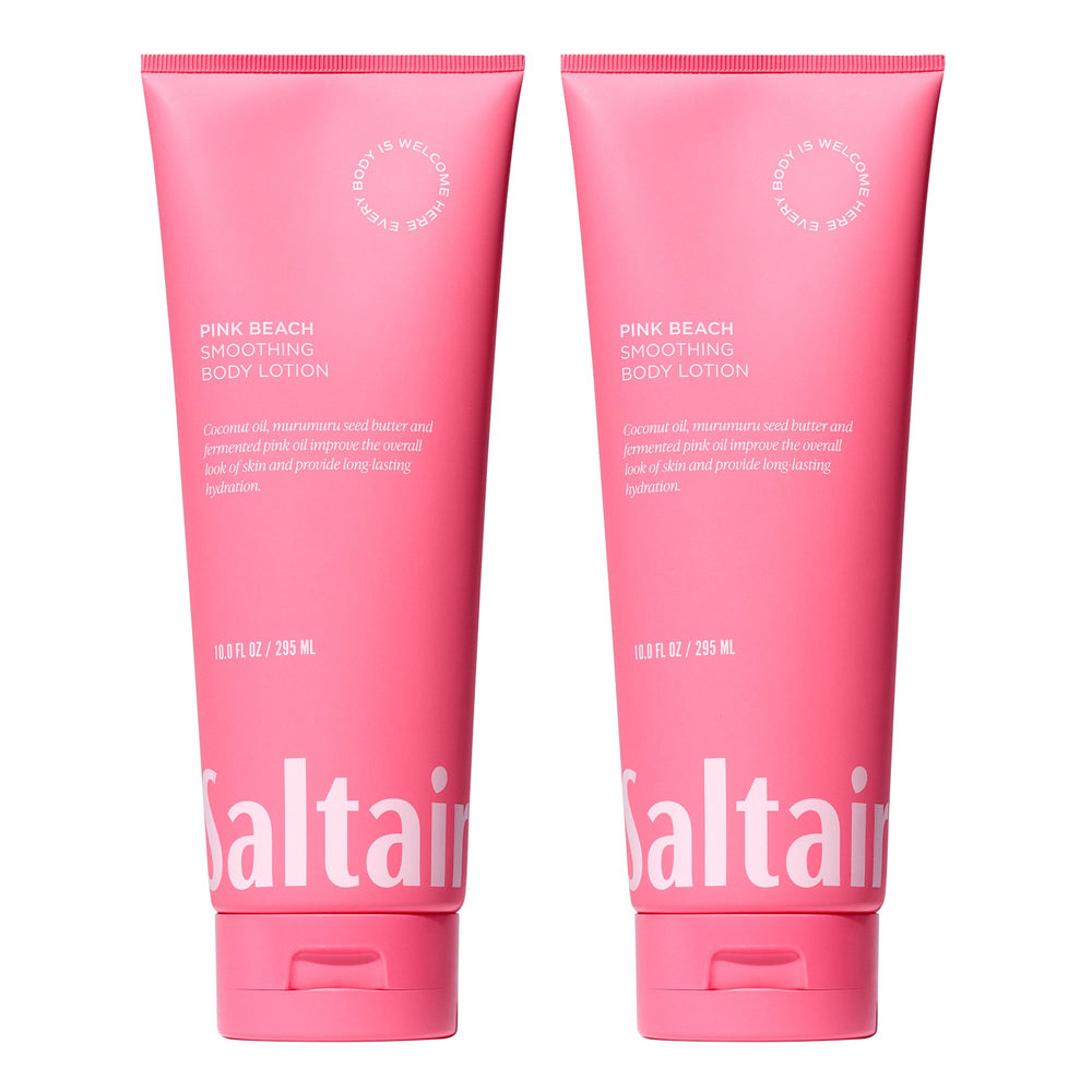 Saltair front tub showing Pink Beach label and clear product description