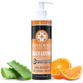 Saniderm front bottle showing 12 oz size and clear branding, protects tattoo vibrancy
